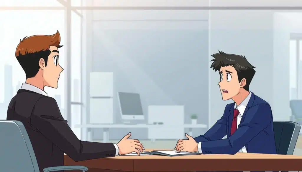 A professional-looking person in a suit and tie, sitting at a desk, earnestly discussing training support with their employer. The scene is brightly lit, with a warm, collaborative atmosphere. The employer appears engaged, suggesting an open and receptive dialogue. The person's body language conveys confidence and determination, indicating they are effectively advocating for their professional development needs. The background features a modern office setting, with minimalist decor and a hint of city skyline visible through the window, reflecting a progressive workplace environment. A professional-looking person in a suit and tie, sitting at a desk, earnestly discussing training support with their employer. The scene is brightly lit, with a warm, collaborative atmosphere. The employer appears engaged, suggesting an open and receptive dialogue. The person's body language conveys confidence and determination, indicating they are effectively advocating for their professional development needs. The background features a modern office setting, with minimalist decor and a hint of city skyline visible through the window, reflecting a progressive workplace environment.