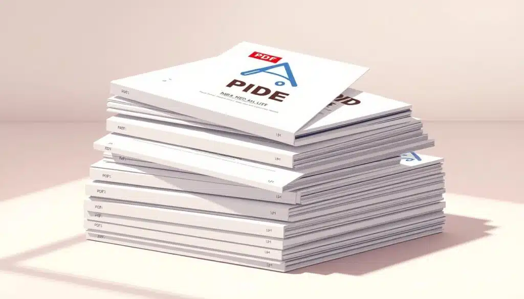 A high-quality, professional-looking stack of neatly organized, branded PDF documents. The PDFs have eye-catching covers with bold, recognizable logos and branding elements. The pages have a clean, cohesive design with consistent typography, color schemes, and imagery. The PDFs are arranged in a well-lit, minimalist setting, with a soft, warm lighting that casts gentle shadows, creating a sense of depth and dimension. The overall composition conveys a feeling of trust, authority, and attention to detail - qualities that would inspire confidence in potential customers browsing these branded PDFs. A high-quality, professional-looking stack of neatly organized, branded PDF documents. The PDFs have eye-catching covers with bold, recognizable logos and branding elements. The pages have a clean, cohesive design with consistent typography, color schemes, and imagery. The PDFs are arranged in a well-lit, minimalist setting, with a soft, warm lighting that casts gentle shadows, creating a sense of depth and dimension. The overall composition conveys a feeling of trust, authority, and attention to detail - qualities that would inspire confidence in potential customers browsing these branded PDFs.