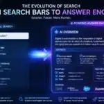 A comparison of traditional search results vs. AI-powered answer engine results for digital transformation.
